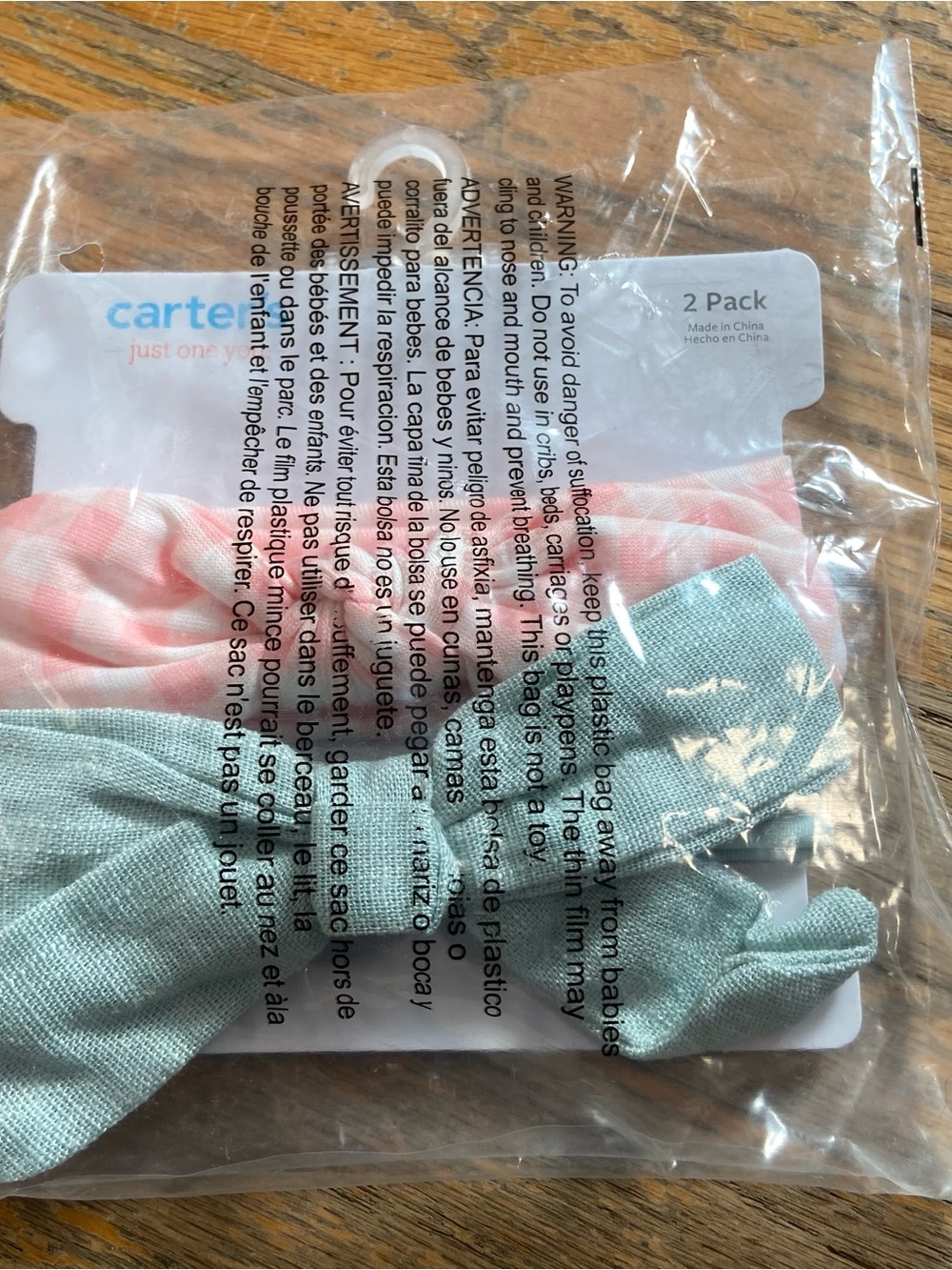 Carter's 2-Pack Pink Gingham & Mint Green Athletic Socks